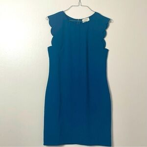 Everly Sleeveless Midi Dress Scalloped Edges Blue Size Medium
